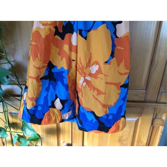 Tabitha Brown Tropical Floral Print Puff Sleeve Tie-Back Midi Dress SZ 4 - Picture 5 of 12